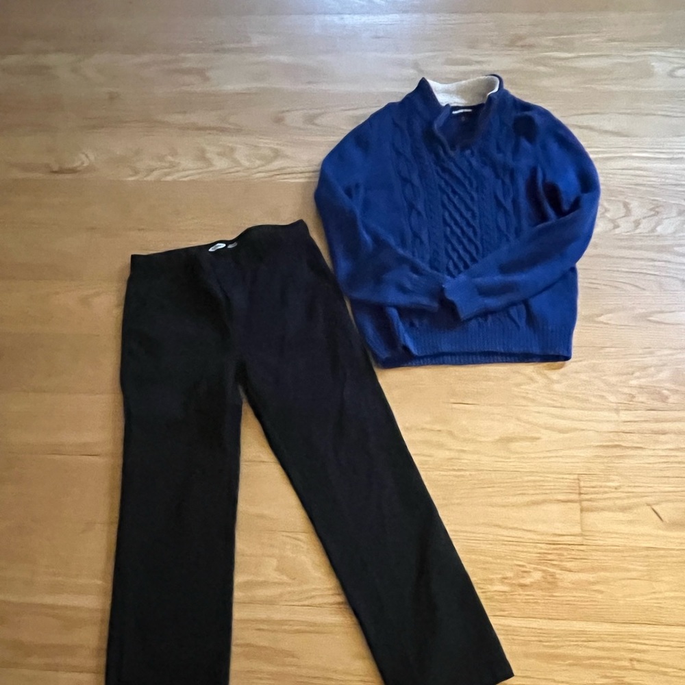 Sweater and pants, sold individual or together.